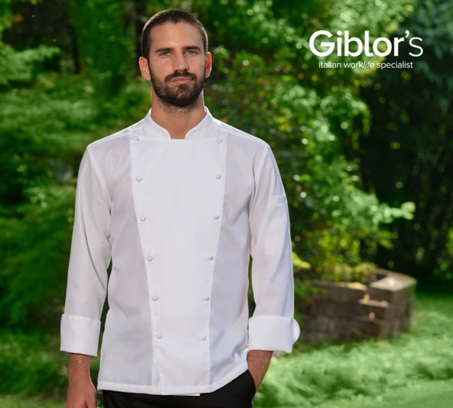 Άνδρας με λευκό σακάκι σεφ της Giblor's